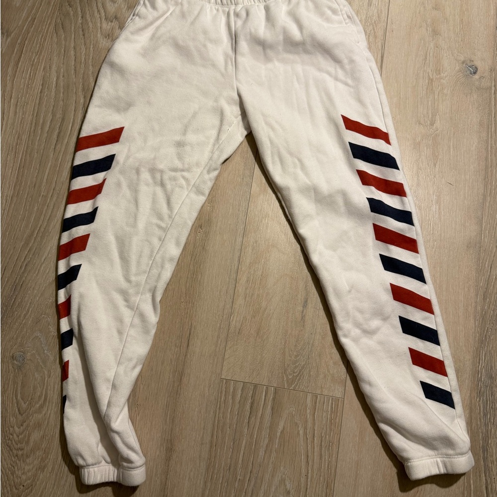 Grayson Threads White Joggers with Red and Black‎ Stripes